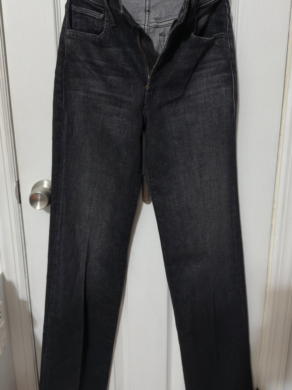 MOTHER Wide Leg Jeans in Washed Black
